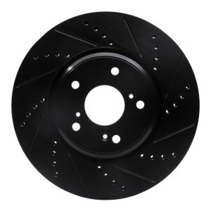 Acura ILX Brake Rotor (1) - Front Right - R1 Concepts - Drilled & Slotted - Black - `16-`22